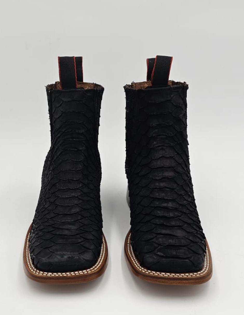 Handcrafted python leather ankle boots
