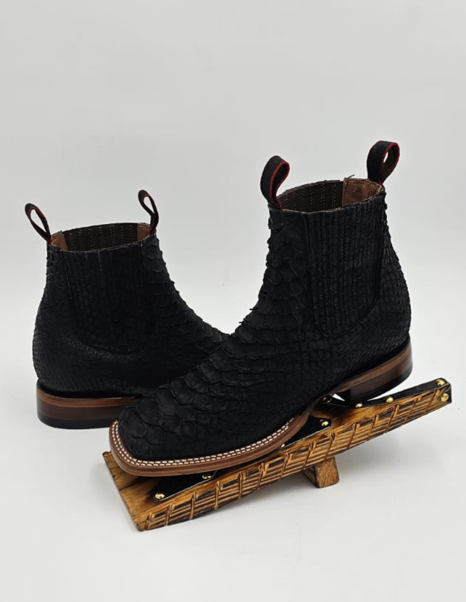 Handcrafted python leather ankle boots