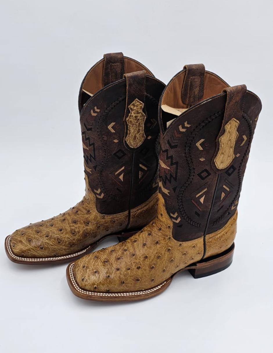 Handcrafted ostrich boot