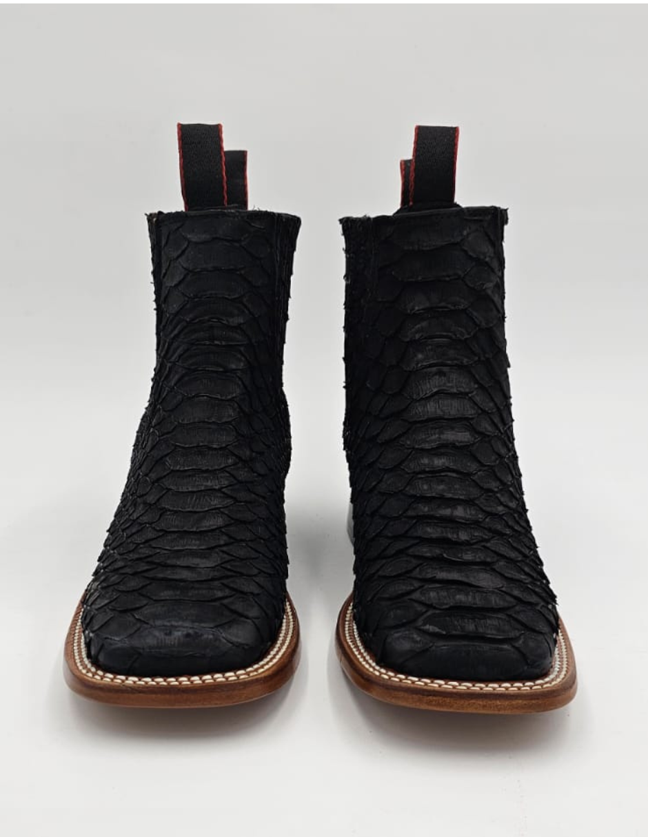Handcrafted python leather ankle boots