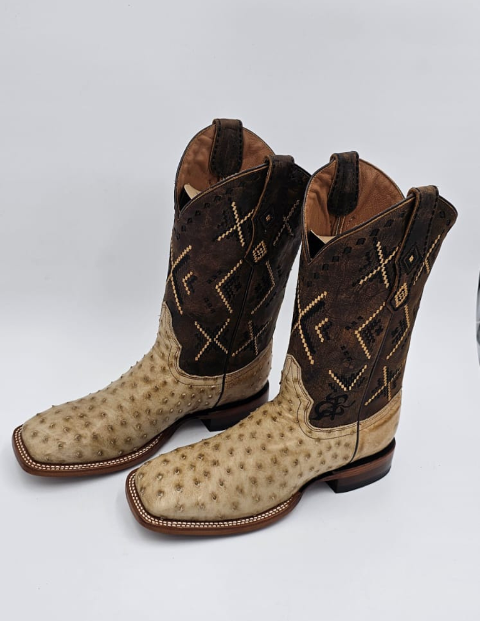Handcrafted ostrich boot