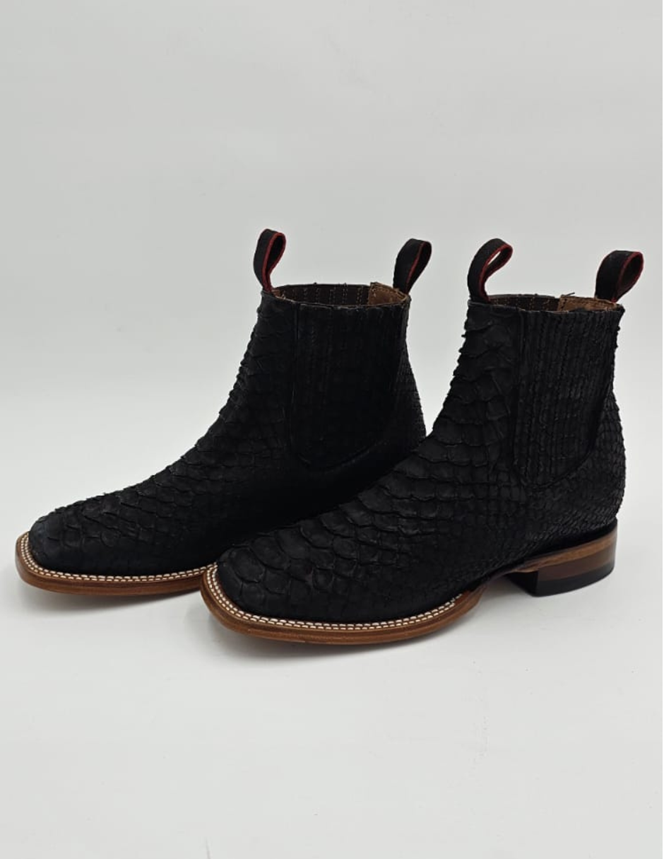 Handcrafted python leather ankle boots