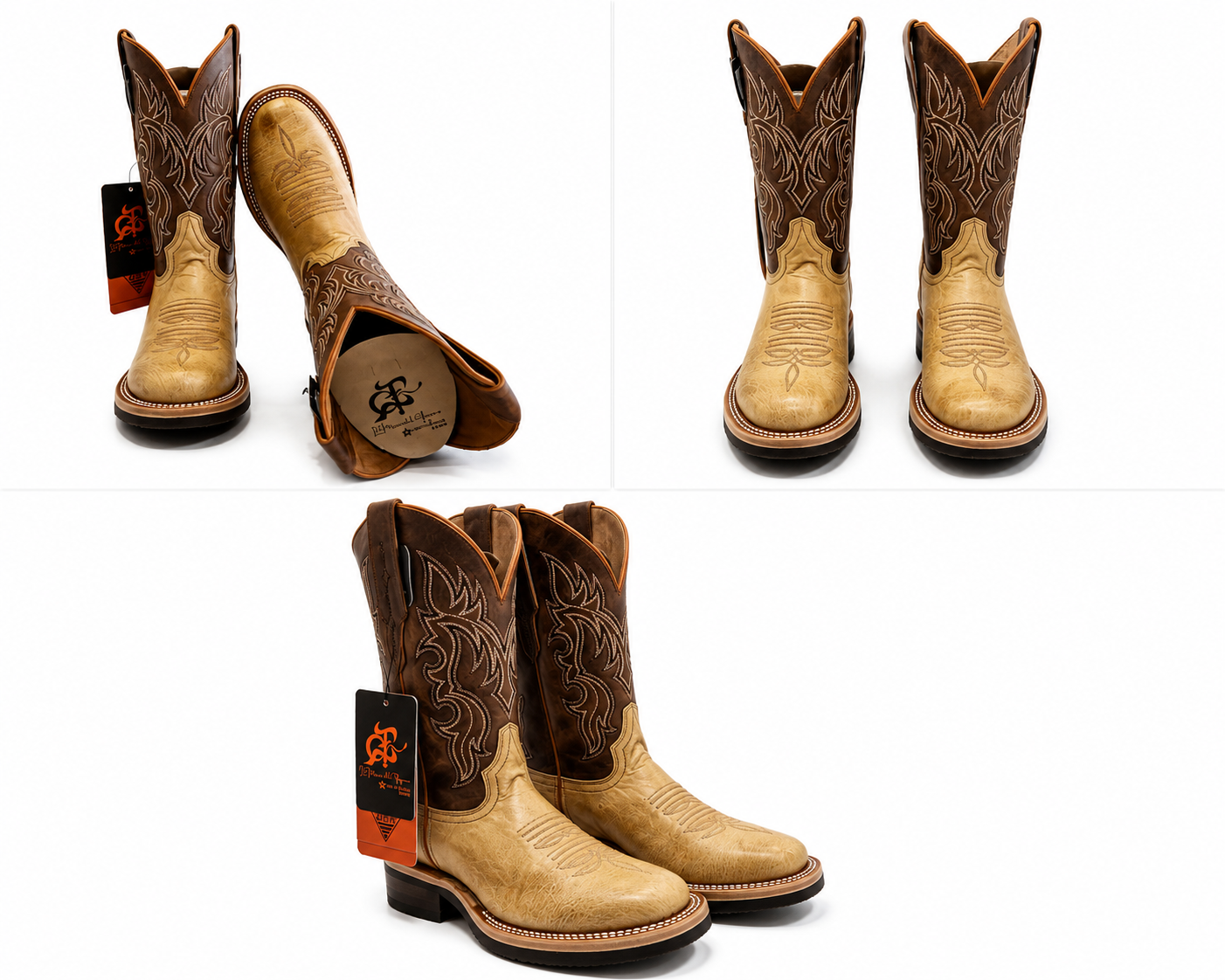 Handmade boot made from ostrich belly leather
