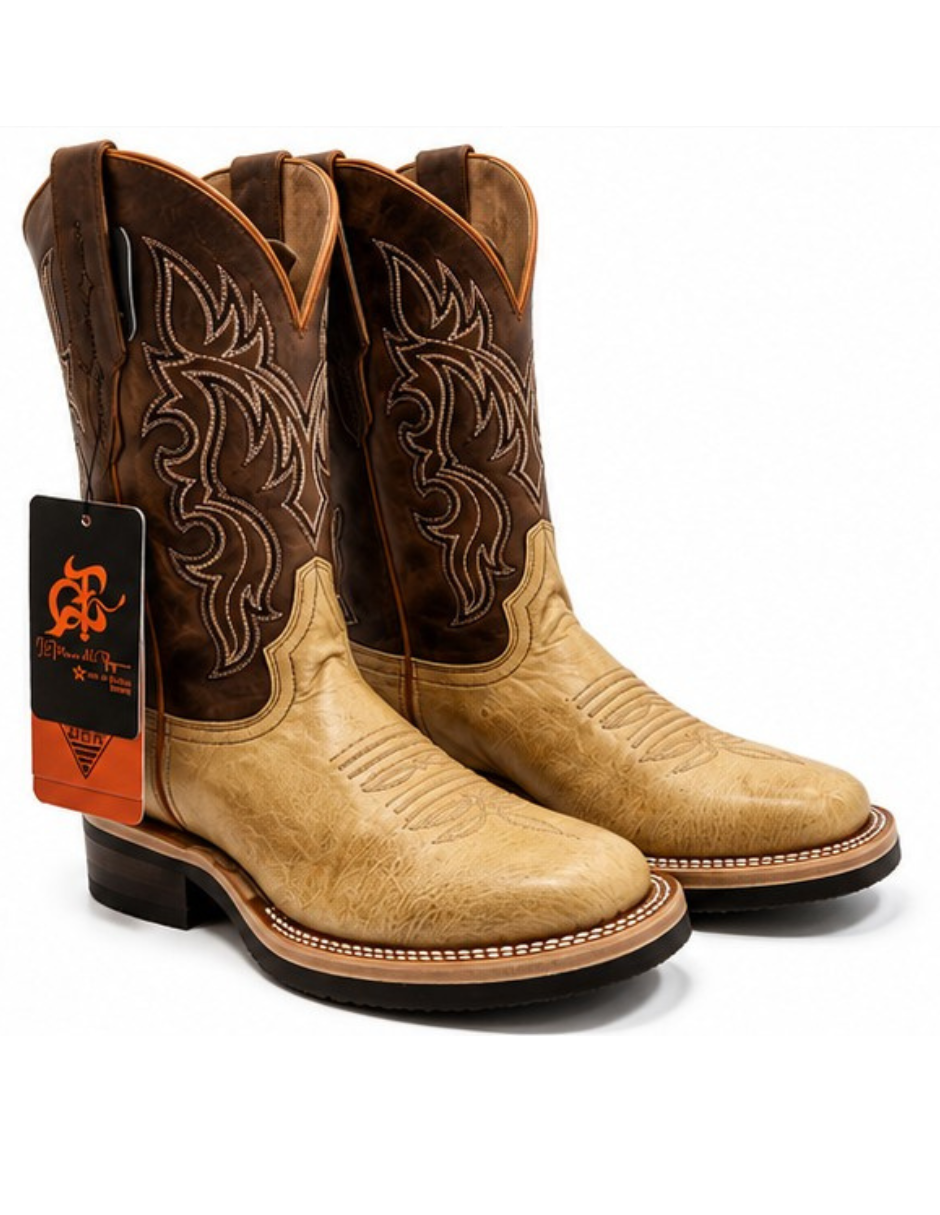 Handmade boot made from ostrich belly leather
