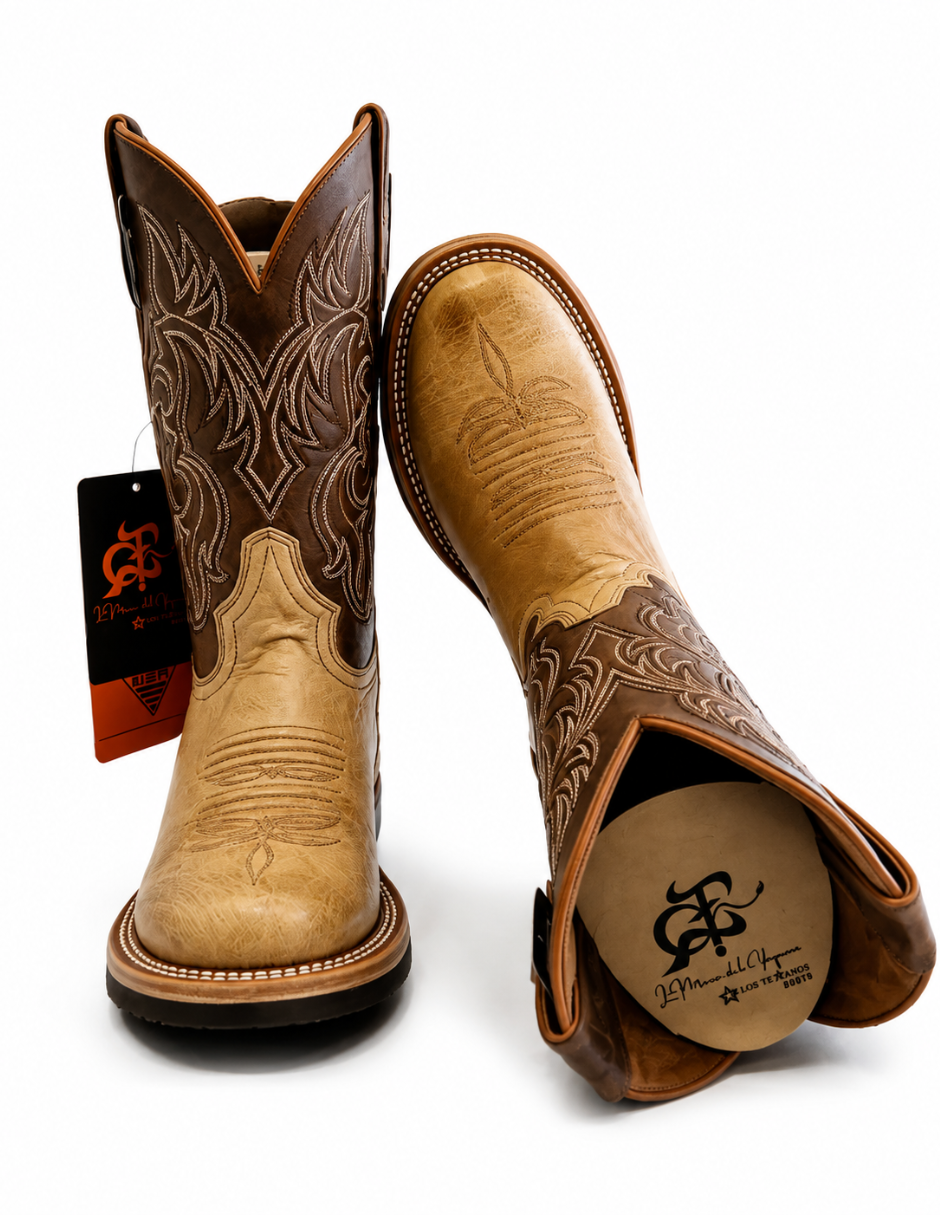 Handmade boot made from ostrich belly leather